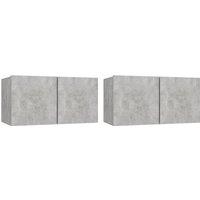 Vidaxl Hanging Tv Cabinets 2 Pcs Concrete Grey 60X30X30 Cm, Grey