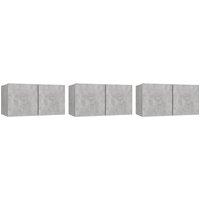 Vidaxl Hanging Tv Cabinets 3 Pcs Concrete Grey 60X30X30 Cm, Grey