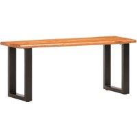 Vidaxl Live Edge Bench 110 Cm Solid Acacia Wood And Steel, Brown