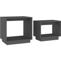 Vidaxl Nesting Coffee Tables 2 Pcs Grey Solid Wood Pine, Grey