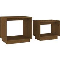 Vidaxl Nesting Coffee Tables 2 Pcs Honey Brown Solid Wood Pine, Brown