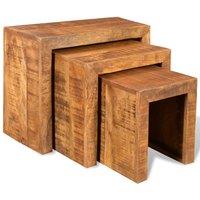 Vidaxl Nesting Table Set 3 Pieces Solid Mango Wood, Brown