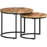 Vidaxl Nesting Tables 2 Pcs Rough Mango Wood, Brown