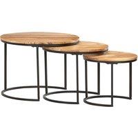 Vidaxl Nesting Tables 3 Pcs Solid Acacia Wood, Brown