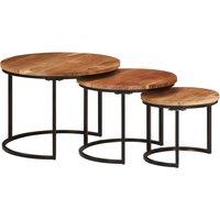 Vidaxl Nesting Tables 3 Pcs Solid Wood Acacia, Brown