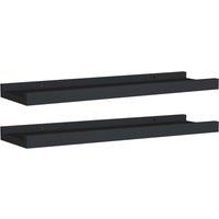 Vidaxl Picture Frame Ledge Shelves 2 Pcs Black 40X9X3 Cm Mdf, Black