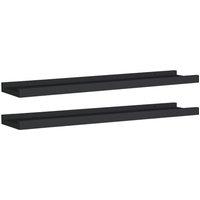 Vidaxl Picture Frame Ledge Shelves 2 Pcs Black 60X9X3 Cm Mdf, Black