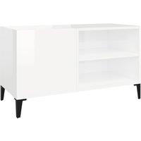 Vidaxl Record Cabinet High Gloss White 84.5X38X48 Cm Engineered Wood, White