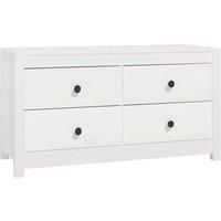 Vidaxl Side Cabinet White 100X40X54 Cm Solid Wood Pine, White