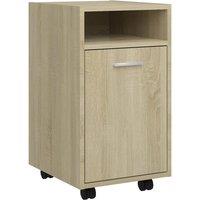 Vidaxl Side Cabinet With Wheels Sonoma Oak 33X38X60 Cm Engineered Wood, Brown