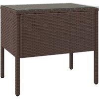 Vidaxl Side Table Brown 53X37X48 Cm Poly Rattan And Tempered Glass, Brown