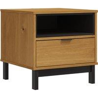 Vidaxl Side Table Flam 50X50X50 Cm Solid Wood Pine, Brown