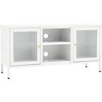 Vidaxl Tv Cabinet White 105X35X52 Cm Steel And Glass, White