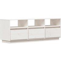 Vidaxl Tv Cabinet White 140X37X50 Cm Solid Wood Pine, White