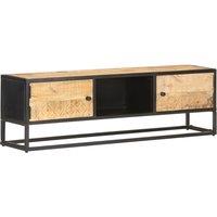 Vidaxl Tv Cabinet With Carved Door 130X30X40 Cm Rough Mango Wood, Brown