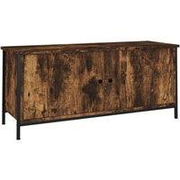 Vidaxl Tv Cabinet With Doors Smoked Oak 102X35X45 Cm Engineered Wood, Brown