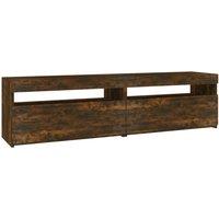 vidaXL TV Cabinet with LED Lights 2 pcs Smoked Oak 75x35x40 cm, Brown
