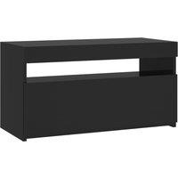 vidaXL TV Cabinet with LED Lights Black 75x35x40 cm, Black