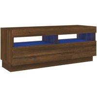 vidaXL TV Cabinet with LED Lights Brown Oak 100x35x40 cm, Brown