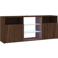 vidaXL TV Cabinet with LED Lights Brown Oak 120x30x50 cm, Brown