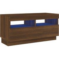 vidaXL TV Cabinet with LED Lights Brown Oak 80x35x40 cm, Brown
