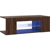 vidaXL TV Cabinet with LED Lights Brown Oak 90x39x30 cm, Brown