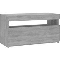 vidaXL TV Cabinet with LED Lights Grey Sonoma 75x35x40 cm, Grey