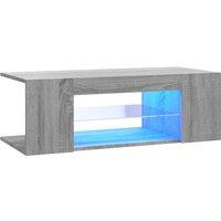 vidaXL TV Cabinet with LED Lights Grey Sonoma 90x39x30 cm, Grey