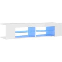 vidaXL TV Cabinet with LED Lights High Gloss White 135x39x30 cm, White