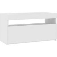 vidaXL TV Cabinet with LED Lights High Gloss White 75x35x40 cm, White