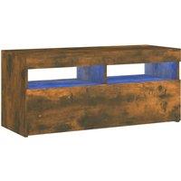 vidaXL TV Cabinet with LED Lights Smoked Oak 90x35x40 cm, Brown