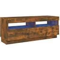 vidaXL TV Cabinet with LED Lights Smoked Oak 100x35x40 cm, Brown