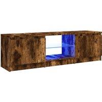 vidaXL TV Cabinet with LED Lights Smoked Oak 120x30x35.5 cm, Brown