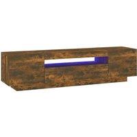 Vidaxl Tv Cabinet With Led Lights Smoked Oak 160X35X40 Cm, Brown
