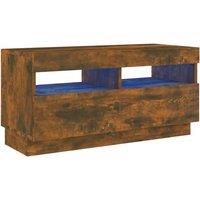 vidaXL TV Cabinet with LED Lights Smoked Oak 80x35x40 cm, Brown
