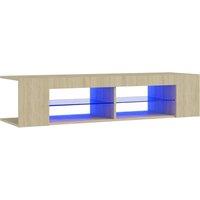 vidaXL TV Cabinet with LED Lights Sonoma Oak 135x39x30 cm, Brown