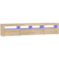 vidaXL TV Cabinet with LED Lights Sonoma Oak 210x35x40 cm, Brown
