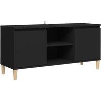 Vidaxl Tv Cabinet With Solid Wood Legs Black 103.5X35X50 Cm, Black