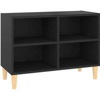 Vidaxl Tv Cabinet With Solid Wood Legs Black 69.5X30X50 Cm, Black