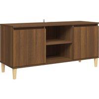 Vidaxl Tv Cabinet With Solid Wood Legs Brown Oak 103.5X35X50 Cm, Brown