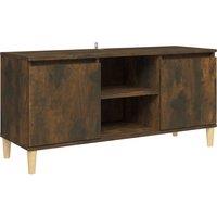 Vidaxl Tv Cabinet With Solid Wood Legs Smoked Oak 103.5X35X50 Cm, Brown