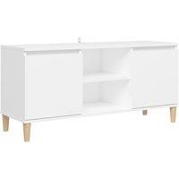 Vidaxl Tv Cabinet With Solid Wood Legs White 103.5X35X50 Cm, White
