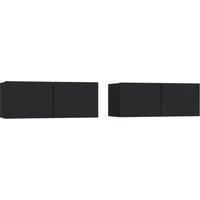 Vidaxl Tv Cabinets 2 Pcs Black 80X30X30 Cm Engineered Wood, Black