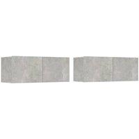 Vidaxl Tv Cabinets 2 Pcs Concrete Grey 80X30X30 Cm Engineered Wood, Grey