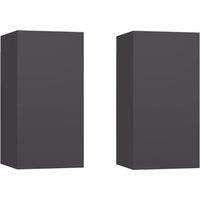 Vidaxl Tv Cabinets 2 Pcs Grey 30.5X30X60 Cm Engineered Wood, Grey
