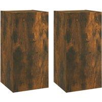 Vidaxl Tv Cabinets 2 Pcs Smoked Oak 30.5X30X60 Cm Engineered Wood, Brown