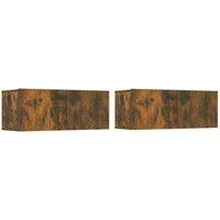 Vidaxl Tv Cabinets 2 Pcs Smoked Oak 80X30X30 Cm Engineered Wood, Brown