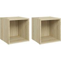 Vidaxl Tv Cabinets 2 Pcs Sonoma Oak 37X35X37 Cm Engineered Wood, Brown