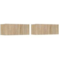 Vidaxl Tv Cabinets 2 Pcs Sonoma Oak 80X30X30 Cm Engineered Wood, Brown