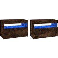 vidaXL TV Cabinets 2 pcs with LED Lights Smoked Oak 60x35x40 cm, Brown